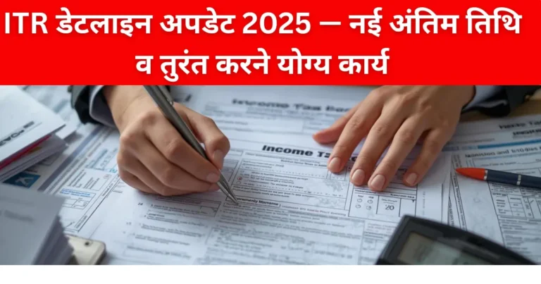 ITR डेटलाइन अपडेट 2025 — नई अंतिम तिथि व तुरंत करने योग्य कार्य