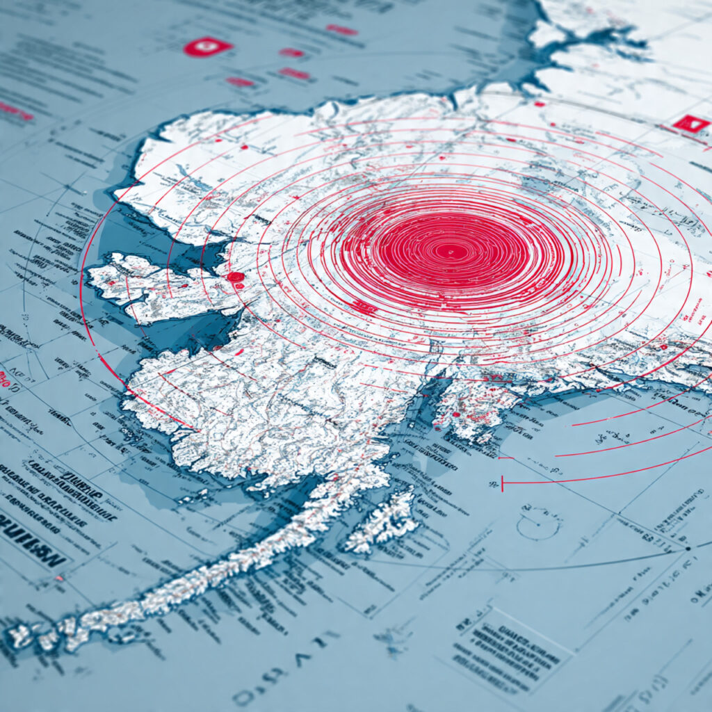 USGS-style Alaska map highlighting epicenter near Willow/Susitna with red concentric circles