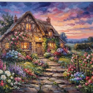 Cottagecore Impasto Painting TV Wall Art – AI Prompt Pack | Commercial Use